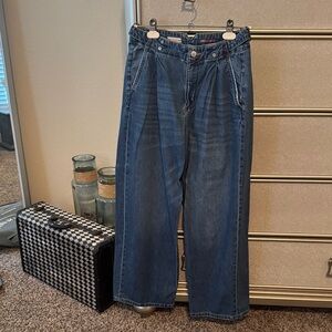 Pilcro Dark Blue Wide Leg Jeans